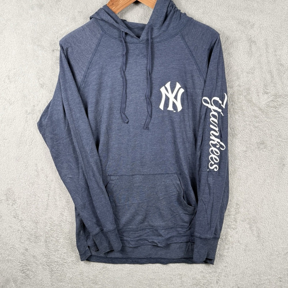 Stitches New York Yankees Hoodie Mens Large Blue Lightweight Sweatshirt MLB